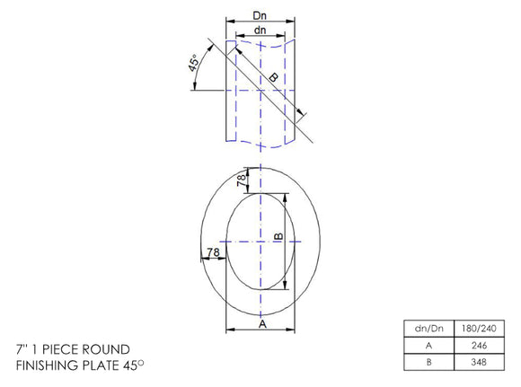 DTW 1 Part 45 Degree Oval Finishing Plate 7 Inch SS