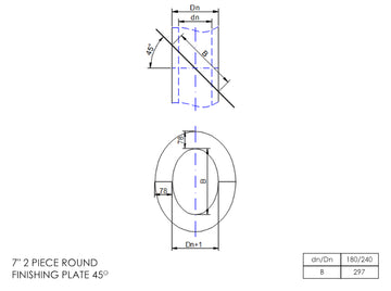 DTW 2 Part 45 Degree Oval Finishing Plate 7 Inch SS - 0