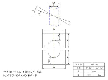 DTW 2 Part 30-45 Degree Square Finishing Plate 7 Inch SS - 0