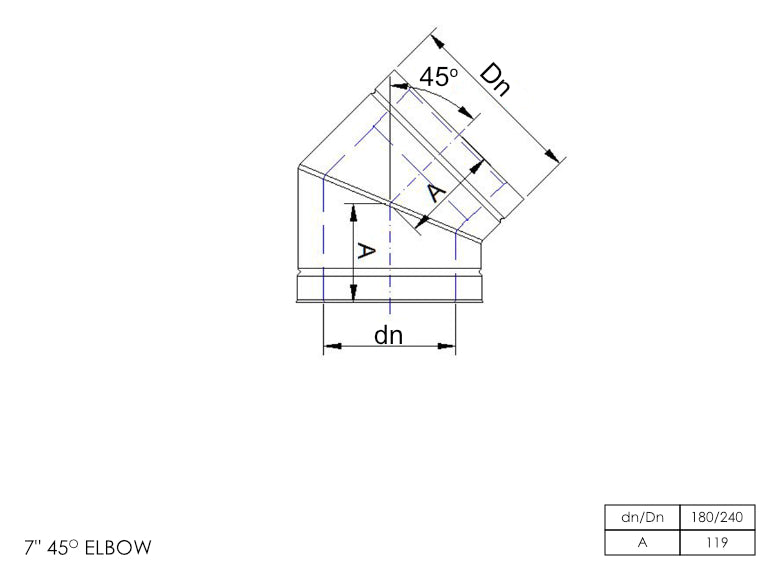DTW 45 Degree Elbow 7 Inch MB - 0