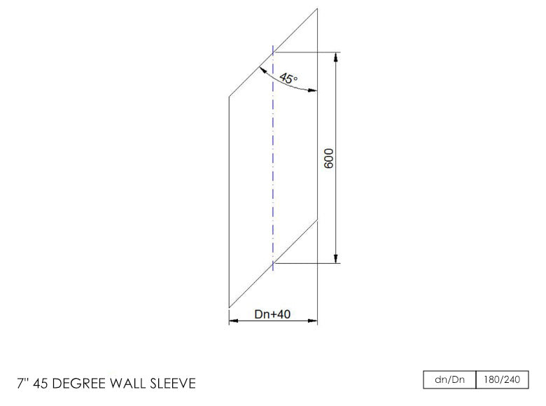 DTW 600mm 45 Degree Wall Sleeve 7 Inch SS - 0