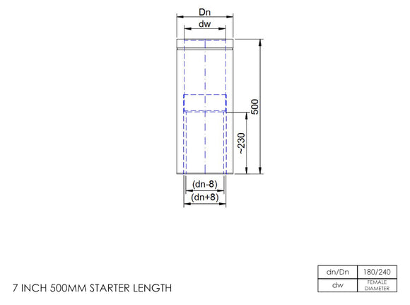 DTW 500mm Starter Length with Built in Adapter 7 Inch SS