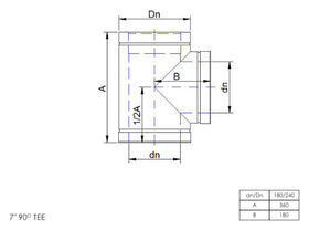 DTW 90 Degree Tee 7 Inch SS - 0