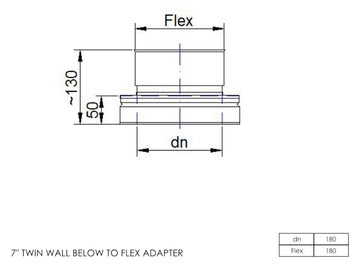 DTW Twin Wall Below to Flex Adapter 7 Inch SS - 0