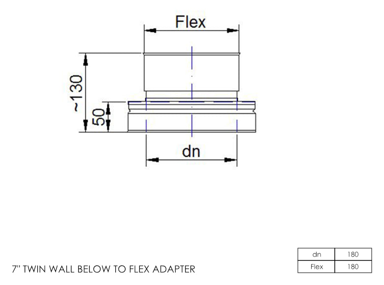 DTW Twin Wall Below to Flex Adapter 7 Inch SS - 0
