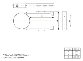 DTW 225 - 385mm Adjustable Wall Support 7 Inch SS - 0