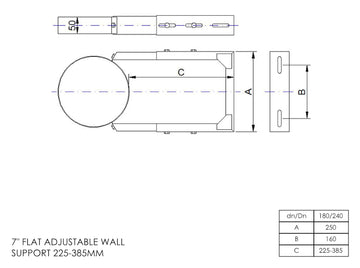 DTW 225 - 385mm Adjustable Wall Support 7 Inch SS - 0