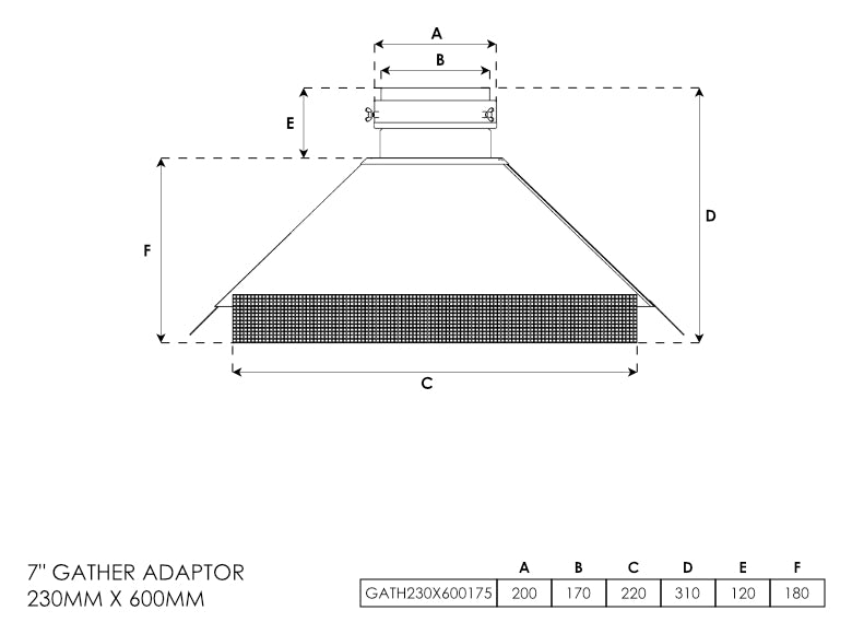 Gather Adapter 230mm x 600mm 7 Inch - 0