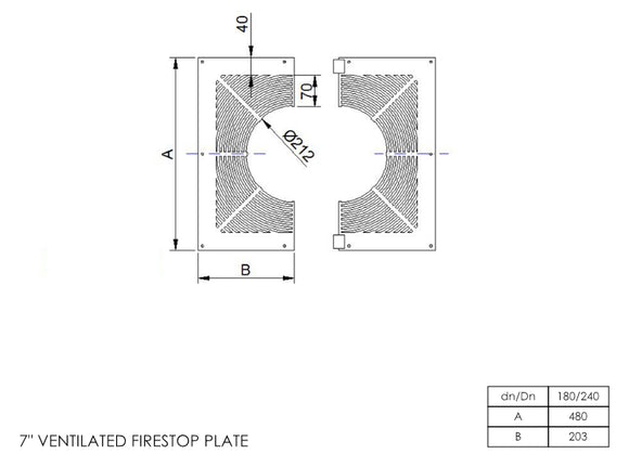 DTW Ventilated Firestop Plate 7 Inch SS