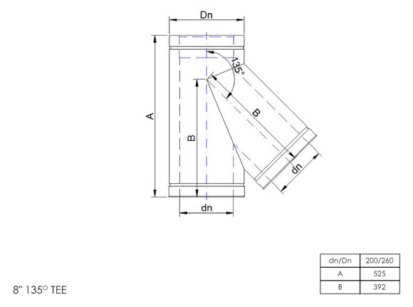 DTW 135 Degree Tee 8 Inch MB