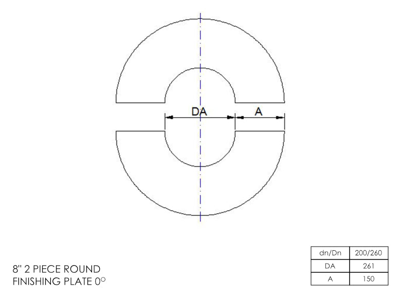 DTW 2 Part 0 Degree Oval Finishing Plate 8 Inch MB - 0