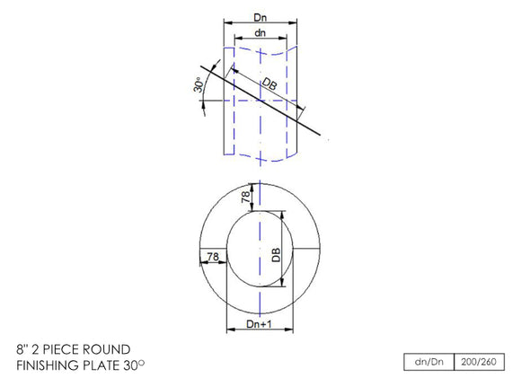DTW 2 Part 30 Degree Oval Finishing Plate 8 Inch SS