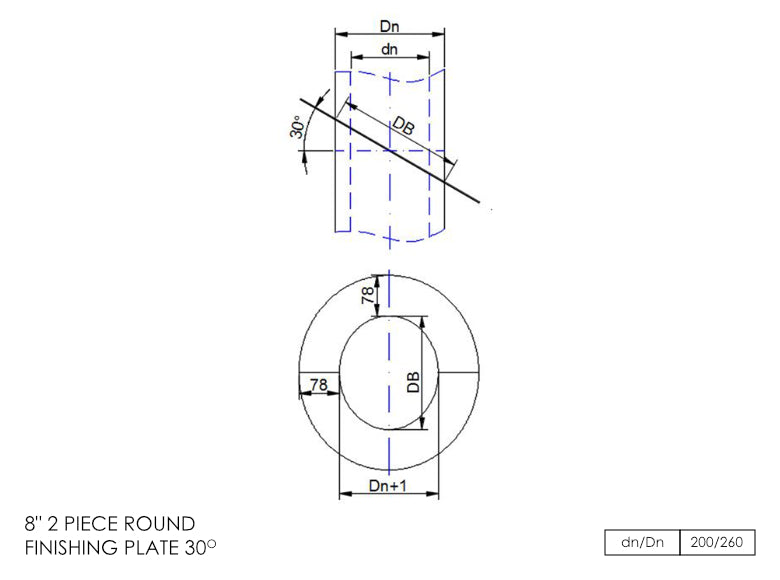 DTW 2 Part 30 Degree Oval Finishing Plate 8 Inch MB - 0