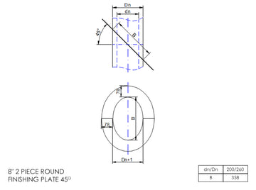 DTW 2 Part 45 Degree Oval Finishing Plate 8 Inch MB - 0