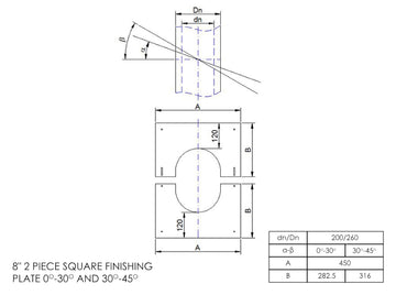 DTW 2 Part 30-45 Degree Square Finishing Plate 8 Inch MB - 0