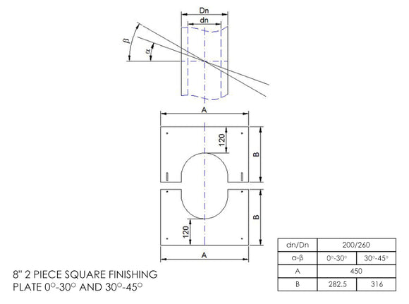 DTW 2 Part 0-30 Degree Square Finishing Plate 8 Inch MB