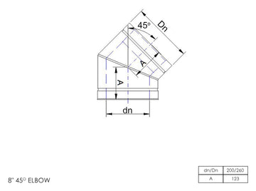 DTW 45 Degree Elbow 8 Inch MB - 0