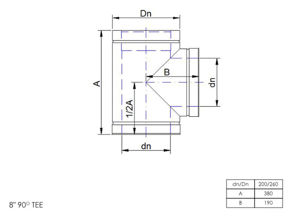 DTW 90 Degree Tee 8 Inch MB