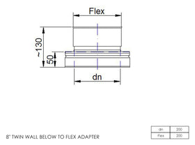 DTW Twin Wall Below to Flex Adapter 8 Inch SS - 0