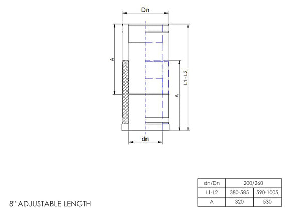 DTW Adjustable Length 590 - 1005mm 8 Inch MB