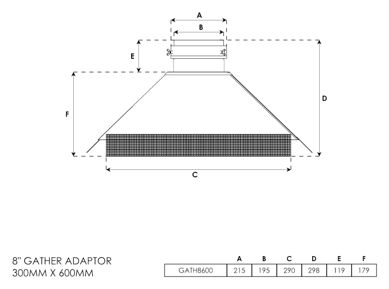 Gather Adapter 300mm x 600mm 8 Inch - 0
