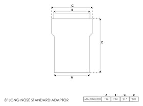 Long Nose Adapter 8 Inch - 0