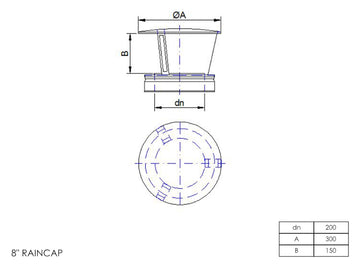 DTW Rain Cap 8 Inch MB - 0