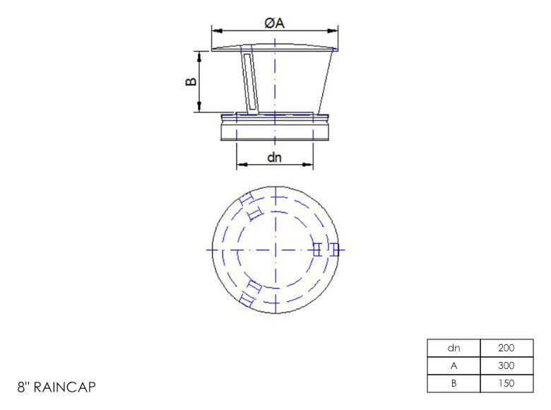 DTW Rain Cap 8 Inch MB - 0