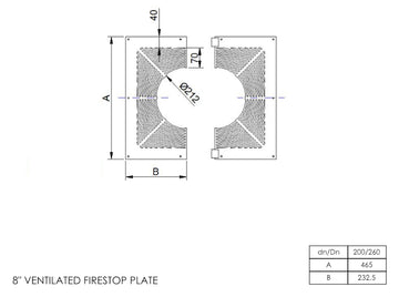 DTW Ventilated Firestop Plate 8 Inch MB - 0