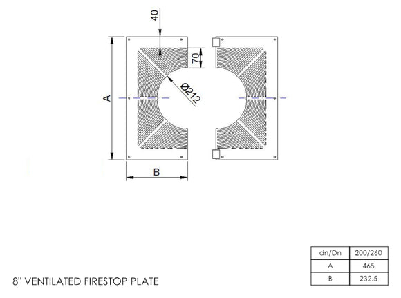 DTW Ventilated Firestop Plate 8 Inch MB
