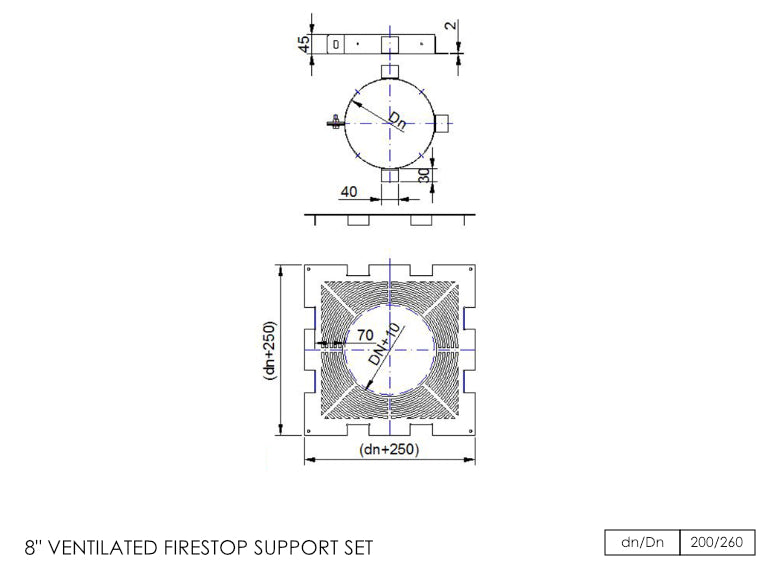 DTW Ventilated Firestop Support Set 8 Inch MB - 0