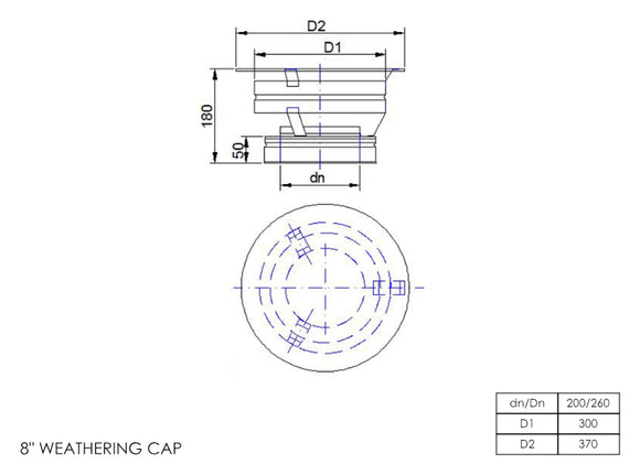 DTW Weathering Cap 8 Inch SS