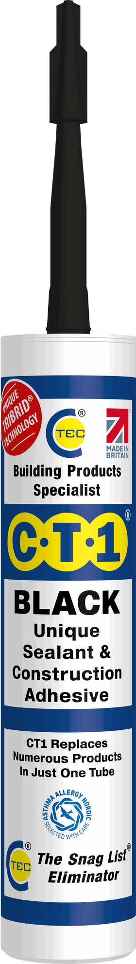 C-TEC CT1 Constuction Sealant Adhesive 290ml - Black Henshaws Roofing & Building