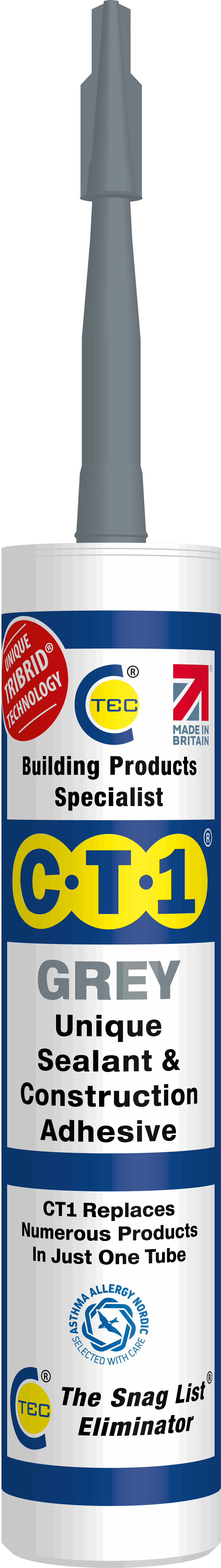 C-TEC CT1 Constuction Sealant Adhesive 290ml - Grey Henshaws Roofing & Building