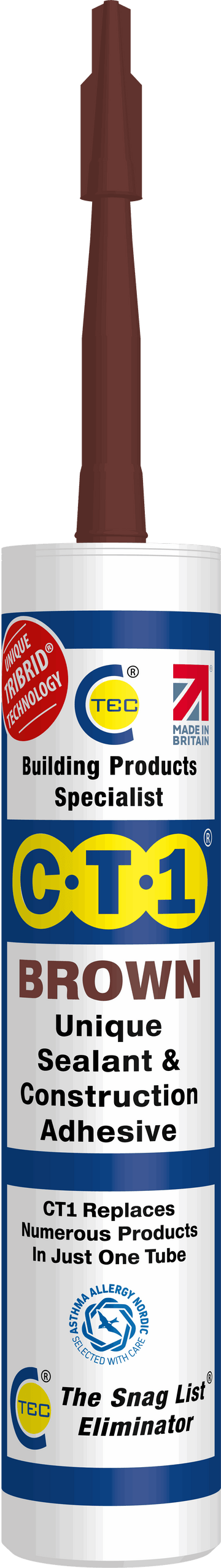 C-TEC CT1 Constuction Sealant Adhesive 290ml - Brown Henshaws Roofing & Building