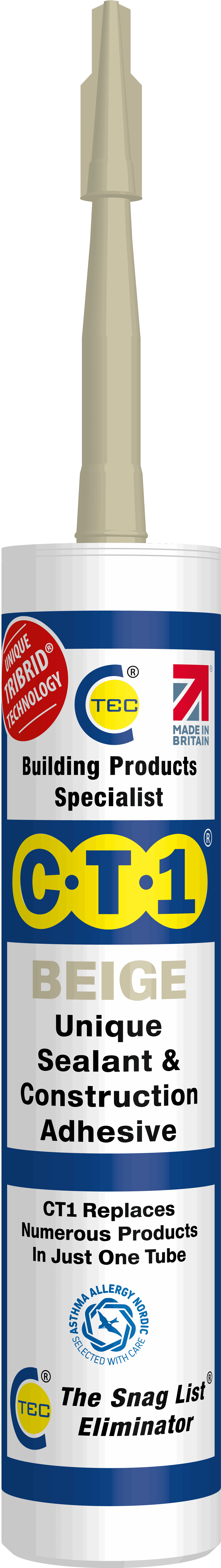 C-TEC CT1 Constuction Sealant Adhesive 290ml - Beige Henshaws Roofing & Building