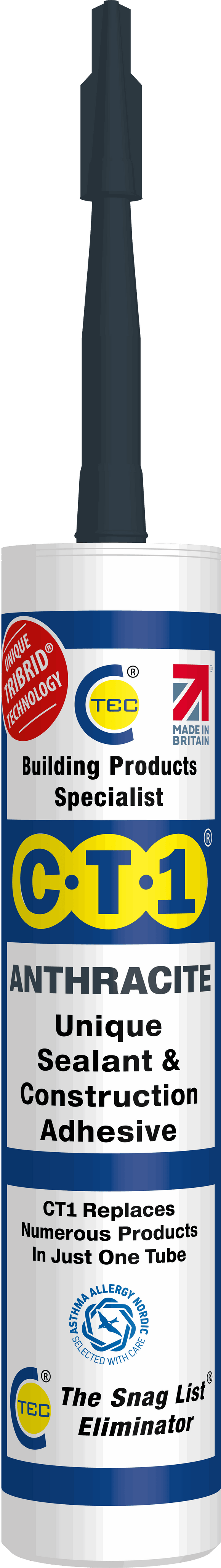 C-TEC CT1 Constuction Sealant Adhesive 290ml - Anhtracite Henshaws Roofing & Building