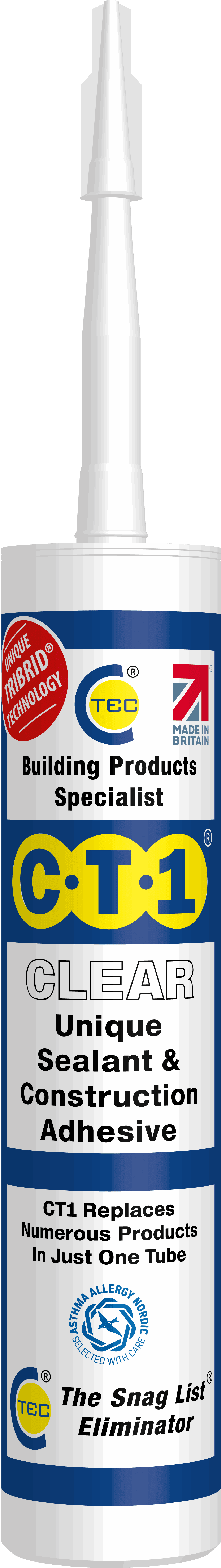C-TEC CT1 Constuction Sealant Adhesive 290ml - Clear Henshaws Roofing & Building