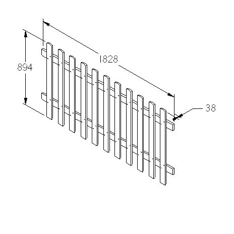 Pale Picket Fence Panel 6ft x 3ft (1.83m x 0.9m) - Pack of 3 (Delivery Only)