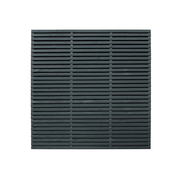 Contemporary Double Slatted Fence Panel 1.8m x 1.8m - Anthracite Grey - Pack of 3 (Delivery Only)