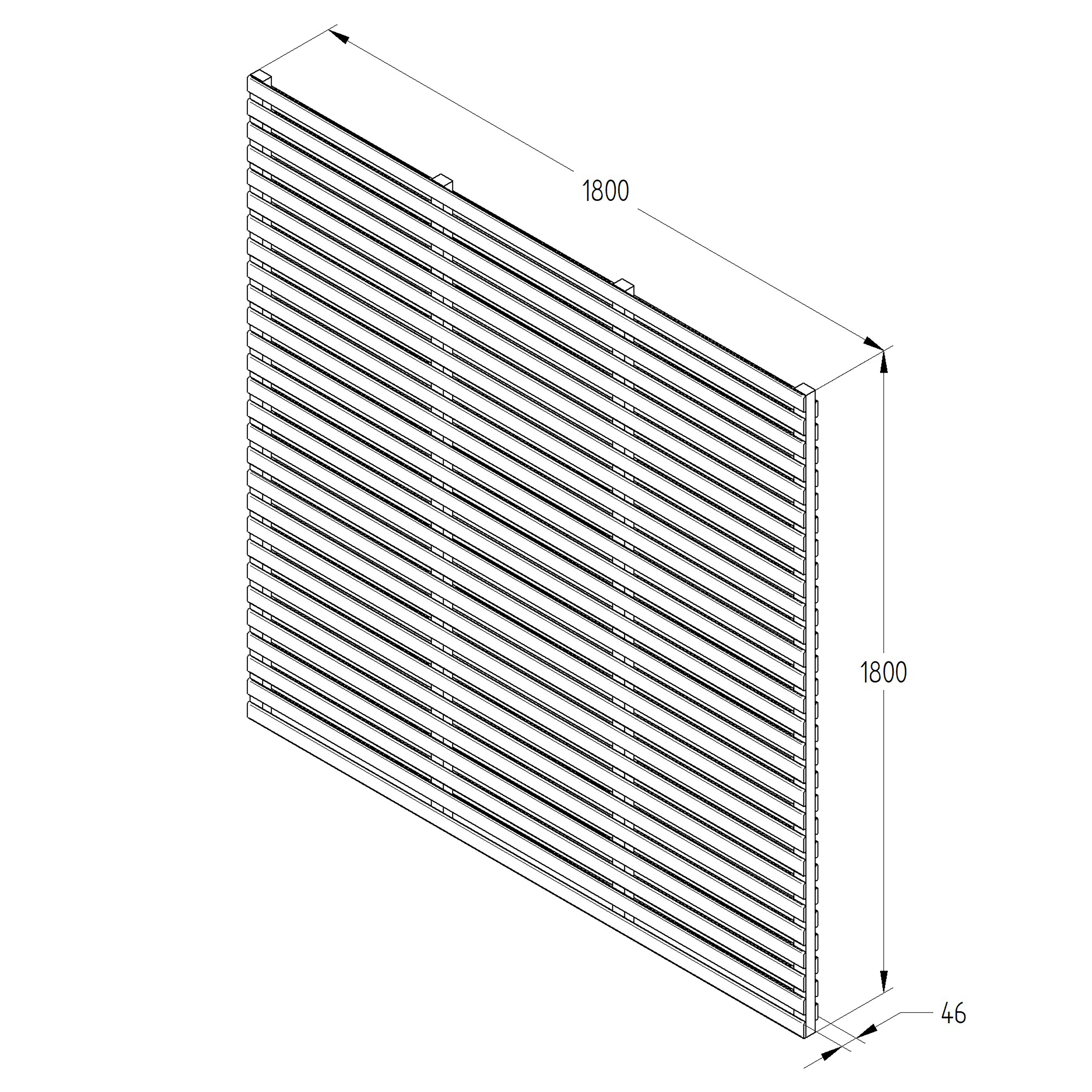 Contemporary Double Slatted Fence Panel 1.8m x 1.8m - Anthracite Grey - Pack of 3 (Delivery Only)