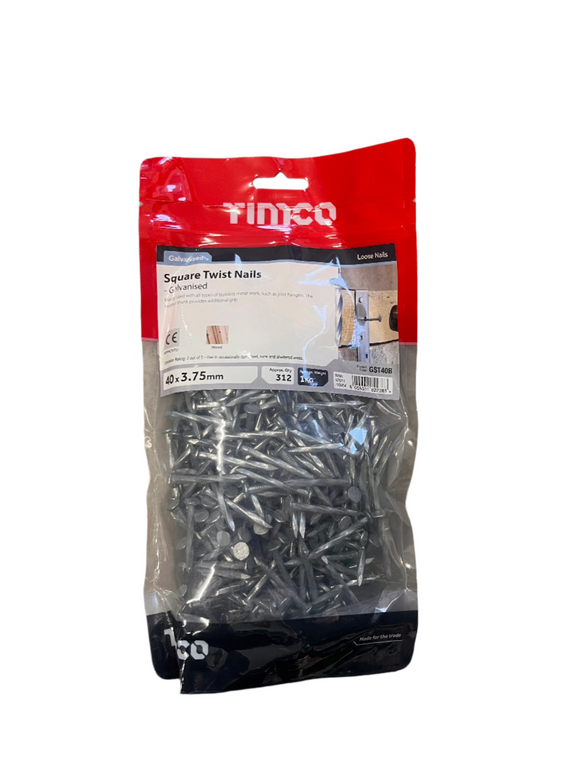 GALVANISED SQUARE TWISTED NAILS 40MM X 3.75MM (1KG BAG)