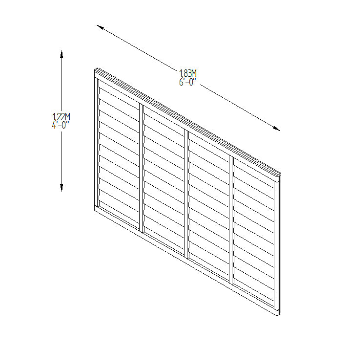 Pressure Treated Superlap Fence Panel 6ft x 4ft (1.83m x 1.22m) - Pack of 3 (Delivery Only)