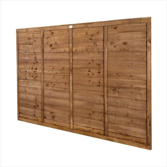 Brown Pressure Treated Superlap Fence Panel 6ft x 5ft (1.83m x 1.52m) - Pack of 3 (Delivery Only)