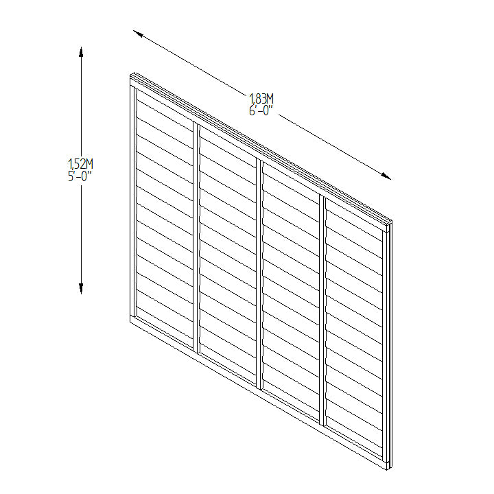 Brown Pressure Treated Superlap Fence Panel 6ft x 5ft (1.83m x 1.52m) - Pack of 3 (Delivery Only)