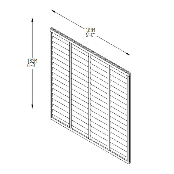 Pressure Treated Superlap Fence Panel 6ft x 6ft (1.83m x 1.83m) - Pack of 3 (Delivery Only)