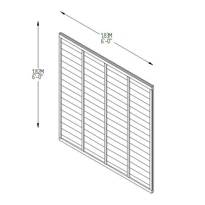Pressure Treated Superlap Fence Panel 6ft x 6ft (1.83m x 1.83m) - Pack of 3 (Delivery Only)