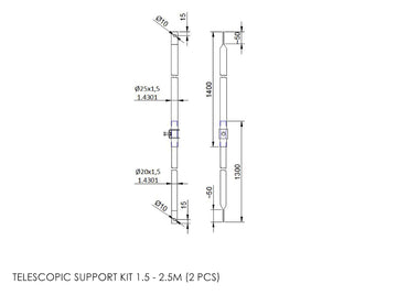 DTW Telescopic Support Kit 1.5m - 2.5m SS - 0