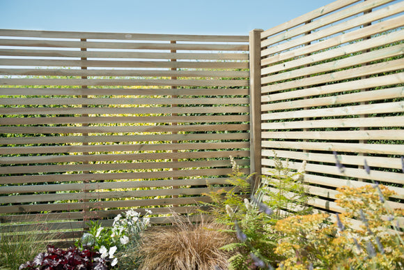 Pressure Treated Contemporary Slatted Fence Panel 1.8m x 1.8m - Pack of 3 (Delivery Only)
