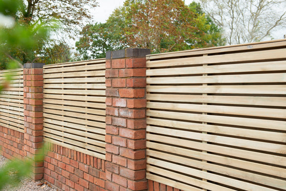 Pressure Treated Contemporary Double Slatted Fence Panel 1.8m x 0.9m  - Pack of 3  (Delivery Only)